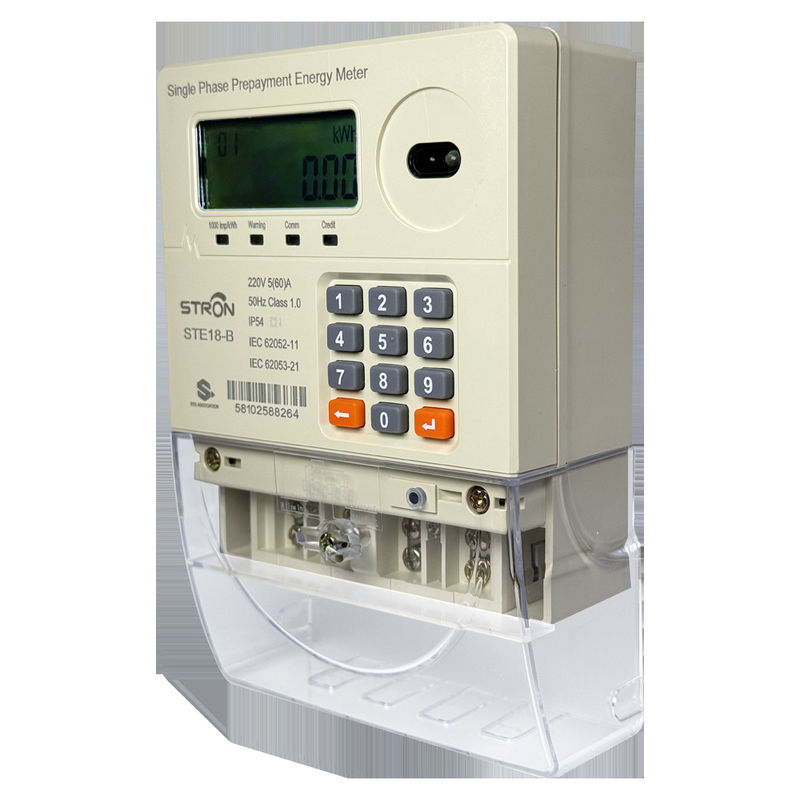 IP54 Perlindungan masuk dan operasi keyboard Smart Prepaid Electricity Meter untuk pengukuran yang akurat
