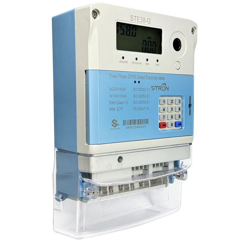 STS Smart GPRS Tiga Fase Meter Listrik Prabayar CIU Keamanan Biaya Token LCD Tampilan Mudah Pemasangan Kelas Keakuratan 1