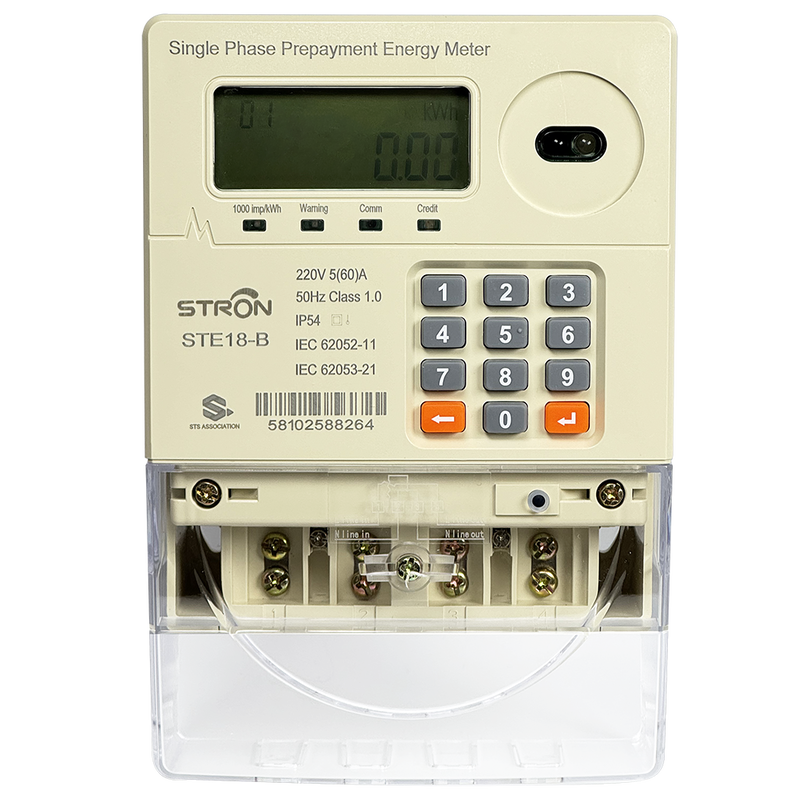 Smart Prepaid Electricity Meter Dual Source Lora RF featuring STS standard compliance and integrated keypad for easy recharge and consumption data display