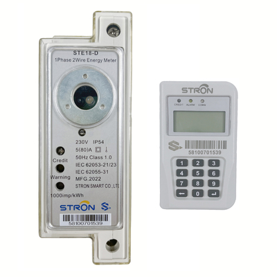 DIN Rail Split Keypad Meteran Listrik Prabayar Fase Tunggal Dengan CIU