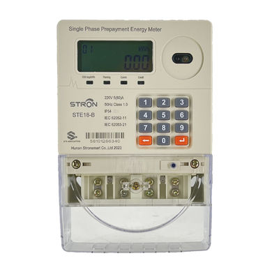 Stron STE18-B Prepaid Single Phase Two Wires Smart Energy Meter dengan IP54 Waterproof LCD Display Kelas I Keakuratan LORA-RF 230V 60A